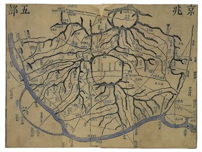 <경조오부도(京兆五部圖)>, 《대동여지도(大東輿地圖)》. 30.0x20.0㎝ 서울역사박물관 소장, 유물번호 서3078