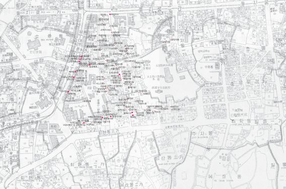 1961년 명동의 업종별 분포 현황 다방 제과.jpg