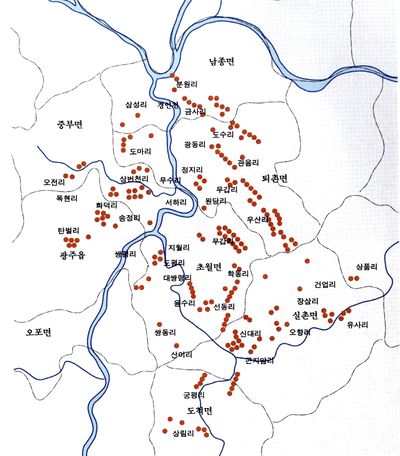 경기도 광주시 소재 관요 분포